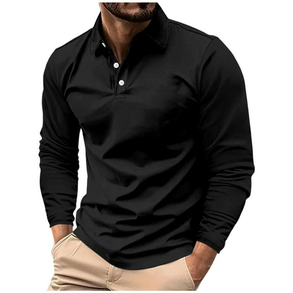 LWITHSZG Long Sleeve Shirts for Men Dressy Casual Collared Button Henley Shirt Winter Lightweight Fall Tops Fashion Solid Color Basic Tees Size 3X-Large