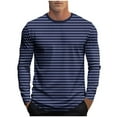 thumbnail image 1 of LWITHSZG Long Sleeve Shirts for Men Big and Tall Fall Fashion Striped Shirt Athletic Plus Size Tops Casual Loose Crewneck Sweatshirt Size M, 1 of 5