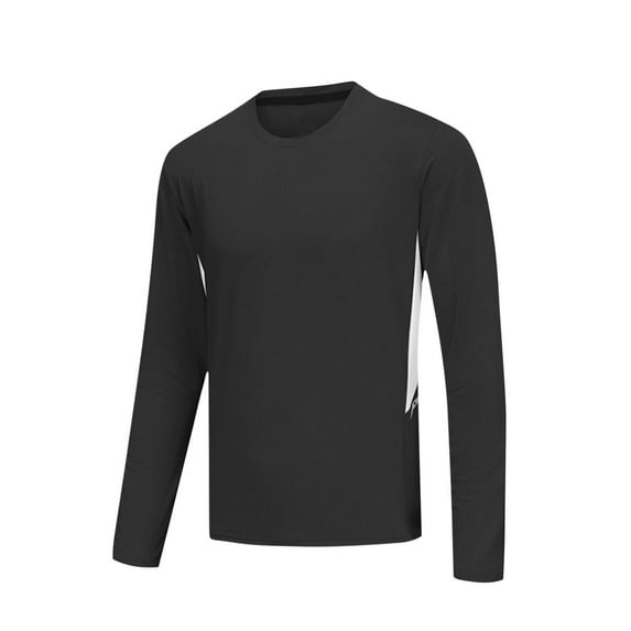LWITHSZG Long Sleeve Shirts for Men Casual Running Athletic Tops Soft Comfy Lightweight Basic Tees Fashion Color Block Crewneck Sweatshirt Size L