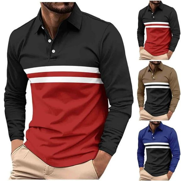 LWITHSZG Long Sleeve Shirts for Men Dressy Casual Collared Blouses Spring Fall Plus Size Basic Tees Lightweight Trendy Going Out Tops Size S