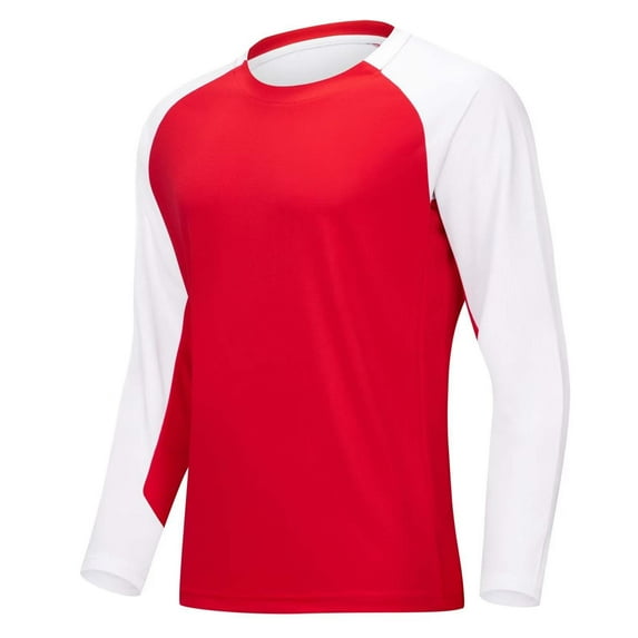 LWITHSZG Long Sleeve Shirts for Men Fashion Color Block Crewneck Sweatshirt Basic Tees Casual Lightweight Athletic Plus Size Tops Size 3X-Large