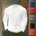 thumbnail image 1 of LWITHSZG Long Sleeve Shirts for Men Trendy Solid Waffle Knit Tops Fall Winter Clothing Soft Comfy Crewneck Sweatshirt Casual Basic Tees Size L, 1 of 7