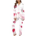 thumbnail image 1 of snilers Lounge Sets for Women 2 Piece Pajama Set Fashion Hearts Print Long Sleeve Button Down Shirts and Straight Leg Pants Matching Pjs Set Valentine's Day Clothes, 1 of 8