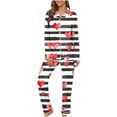 thumbnail image 1 of snilers Lounge Sets for Women 2 Piece Pajama Set Fashion Hearts Print Long Sleeve Button Down Shirts and Straight Leg Pants Matching Pjs Set Valentine's Day Clothes, 1 of 8
