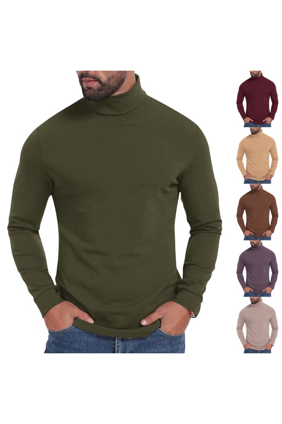 Men's Mock Turtleneck Long Sleeve T Shirts Slim Fit Pullover Sweater Thermal Soft Comfy Warm Blouses Lightweight Basic Tees