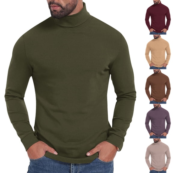 LWITHSZG Men's Mock Turtleneck Long Sleeve T Shirts Slim Fit Pullover Sweater Thermal Soft Comfy Warm Blouses Lightweight Basic Tees