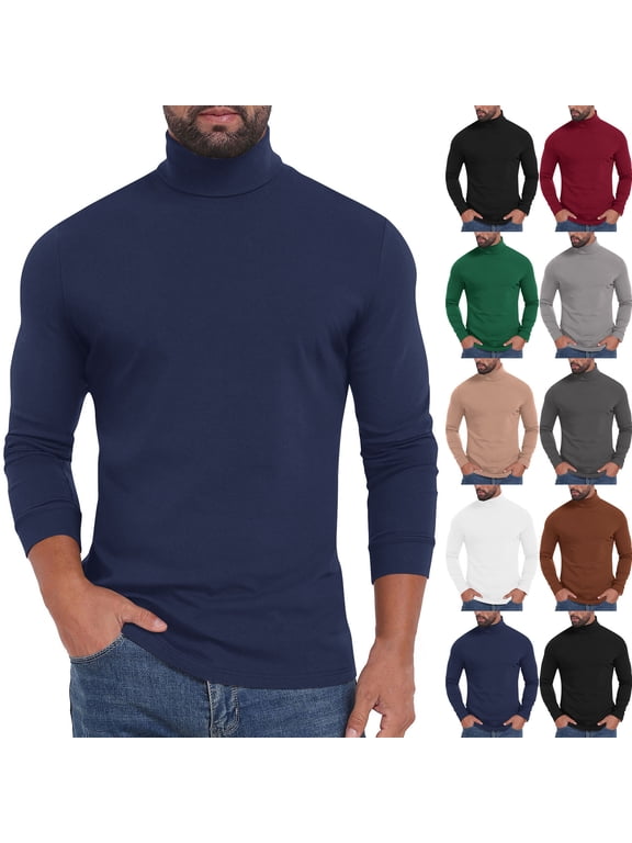Men's Mock Turtleneck Long Sleeve T Shirts Slim Fit Pullover Sweater Thermal Soft Comfy Warm Blouses Lightweight Basic Tees