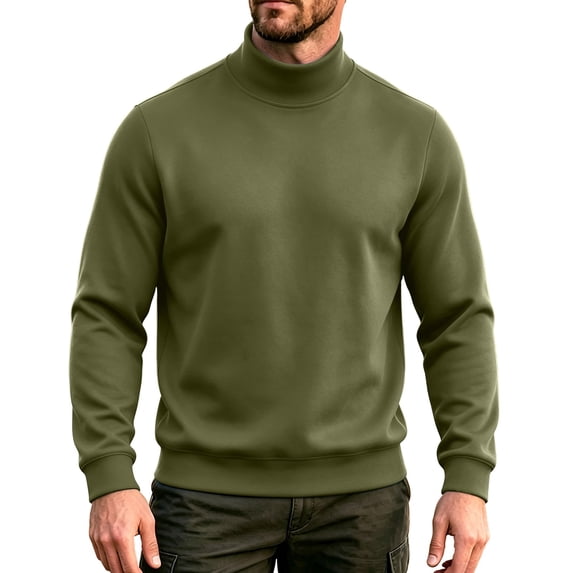 LWITHSZG Men's Mockneck Sweatshirt Soft Fleece Lined Pullover Sweatshirts Fall Winter Warm Long Sleeve Going Out Tops M