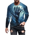 thumbnail image 1 of LWITHSZG Mens Halloween Shirts Horror Blood Splash Graphic Tees Plus Size Long Sleeve Festival Tops FallTrendy Crew Neck Basic T-shirt 3X-Large, 1 of 5