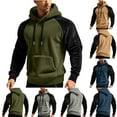 thumbnail image 1 of LWITHSZG Mens Hoodies Fuzzy Sherpa Fleece Hooded Sweatshirt Fall Winter Warm Pullover Color Block Drawstring Long Sleeve Going Out Tops with Pocket, 1 of 7