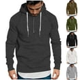thumbnail image 1 of LWITHSZG Mens Hoodies Trendy Drawstring Quarter Zip Pullover Long Sleeve Going Out Tops Fall Winter Hooded Sweatshirts with Pocket Size S, 1 of 7