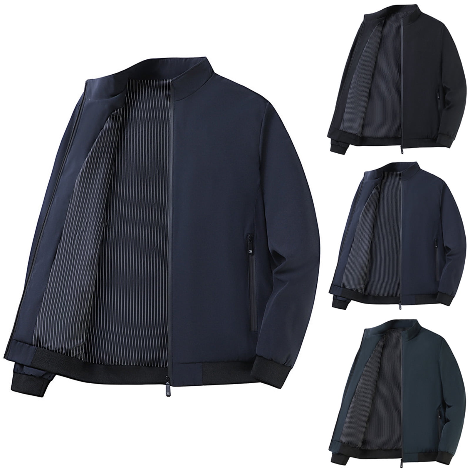 69 Jacket LWITHSZG Mens Jacket Stand Up Collar Full Zip up Coats Fall Winter ...