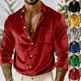 thumbnail image 1 of LWITHSZG Mens Long Sleeve Button Down Shirts Christmas Fashion Velvet Shirt Fall Winter Going Out Tops Dressy Casual Collared Blouses with Chest Pocket, 1 of 10