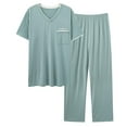 thumbnail image 1 of snilers Mens Pajamas Set Short Sleeve Shirts and Pj Pants Two Piece Set Lightweight Casual Loose Plus Size Matching Lounge Set, 1 of 8
