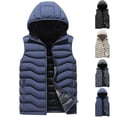 thumbnail image 1 of LWITHSZG Mens Puffer Vest Thickened Warm Fashion Lightweight Jackets Casual Solid Zip up Hoodie Fall Winter Coats with&nbsp;Zipper Pockets, 1 of 9