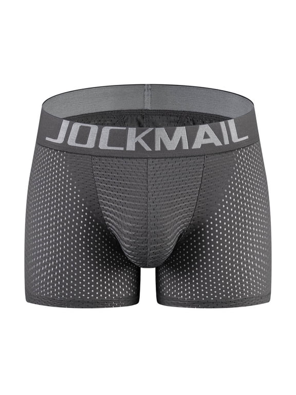Mens Underwear Comfy Breathable Mesh Boxer Briefs with Hip Pad Stretchy Low Rised Panties Casual Lightweight Underpants M-XXL