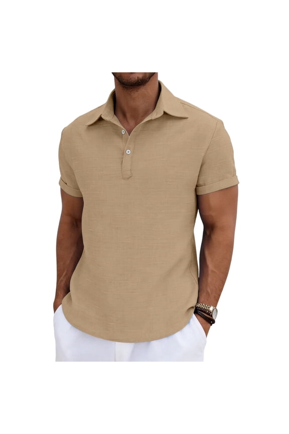 Mens Work Shirts Dressy Casual Collared Short Sleeve Tops Business Office Loose Basic Tees Lightweight Breathable Summer Blouses
