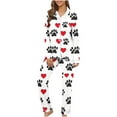 thumbnail image 1 of snilers Pajama Sets for Women 2 Piece Outfits Hearts Print Lounge Sets Fashion Long Sleeve Button Down Shirts and and Pj Pants Cute Pj Set Valentine's Day Clothes, 1 of 8