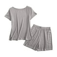 thumbnail image 1 of snilers Pajama Sets for Women 2 Piece Outfits Short Sleeve Shirts and Shorts Matching Lounge Set Matching Pjs Sleepwear Fashion Solid Loose Lounge Set, 1 of 6