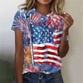 thumbnail image 1 of LWITHSZG Patriotic Shirts for Women American Flag ​Printed Short Sleeve T Shirt 4th of July Independence Day Graphic Tees, 1 of 5