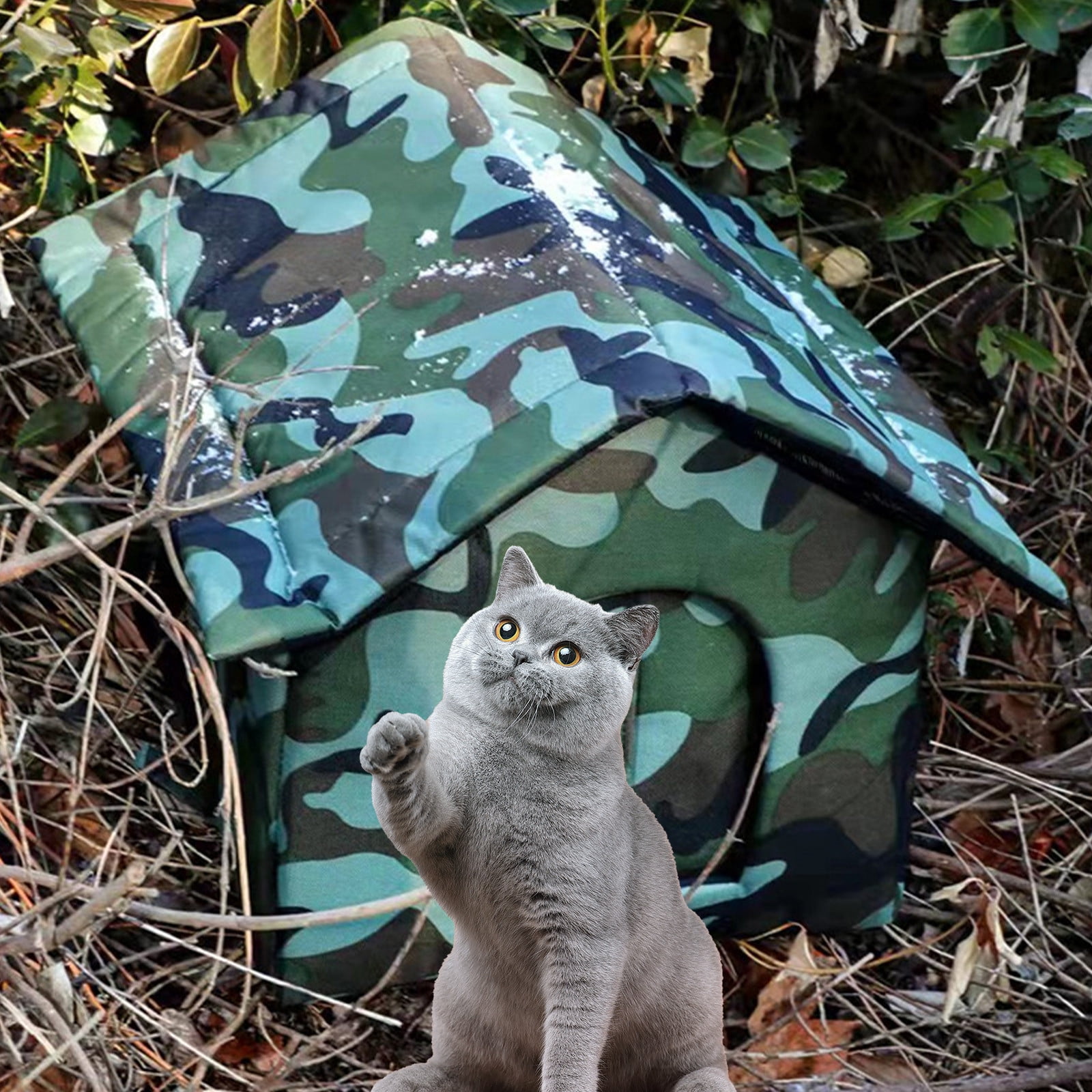 LWITHSZG Pet Outdoor Kitty House, Outdoor Weatherproof Cat House for