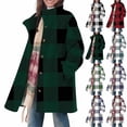 thumbnail image 1 of LWITHSZG Plaid Jacket for Woman Fall Winter Fashion Trench Coat Comfy Warm Long Sleeve Going Out Tops Casual Outerwear with Pockets Size L, 1 of 8