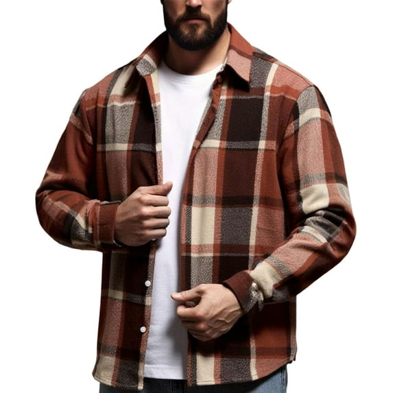 LWITHSZG Plaid Jackets for Men Dressy Casual Long Sleeve Button Down Shirts Trendy Going Out Tops Spring Fall Lightweight Shacket Size XXL
