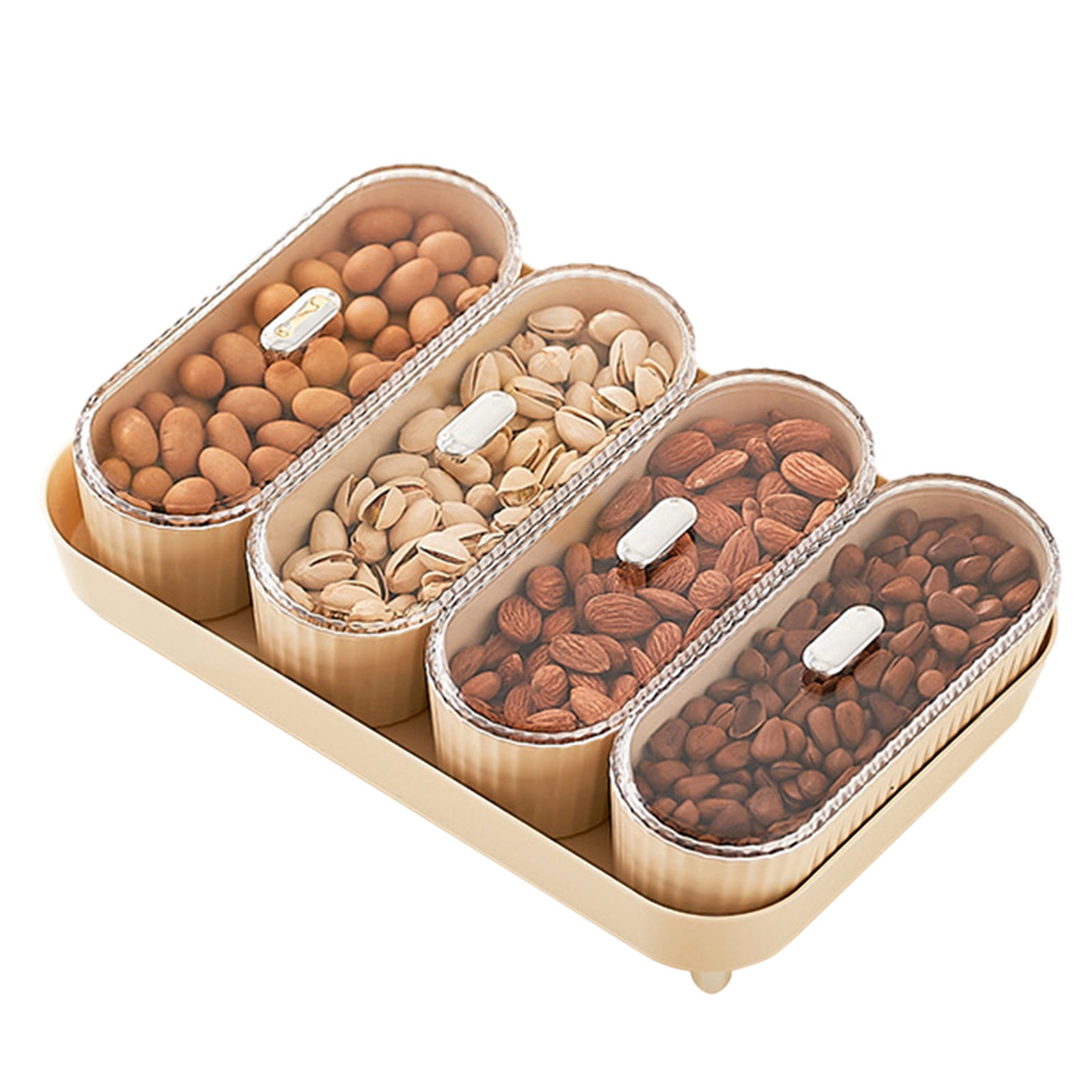 LWITHSZG Plastic Divided Serving Tray with Lids, Snack Fruit Tray, 4