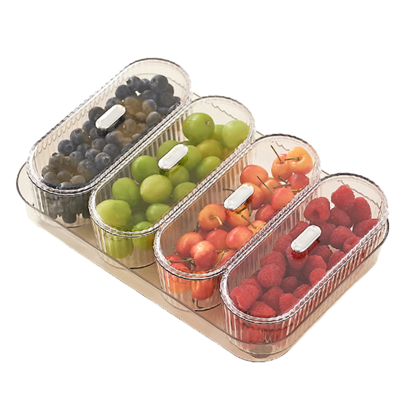 LWITHSZG Plastic Divided Serving Tray with Lids, Snack Fruit Tray, 4