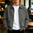 thumbnail image 1 of LWITHSZG Plus Size Bomber Jacket Men Collared Zip up Casual Outerwear Fall Winter Lightweight Jackets with&nbsp;Zipper Pockets L, 1 of 9