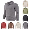 thumbnail image 1 of LWITHSZG Quarter Zip Pullover Men Soft Comfy Warm Fleece Long Sleeve Tops Going Out Blouses Fall Winter Trendy Solid Mock Neck Sweatshirt Size M, 1 of 7