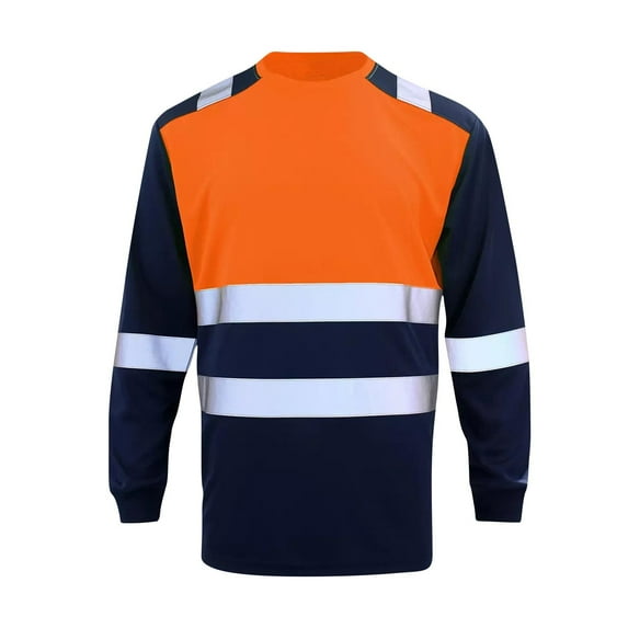 LWITHSZG Reflective Shirts for Men Casual Loose Lightweight Work Tops Fall Winter Outfits Patchwork Color Block Crewneck Sweatshirt Size XL