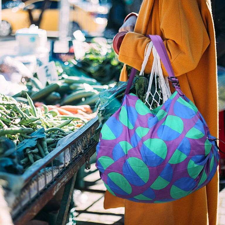 LWITHSZG Reusable Grocery Shopping Bags Large Capacity Shopping Bags Grocery Tote Long Shoulder Strap Bags with Attached Pouch Machine Washable Eco Friendly Walmart