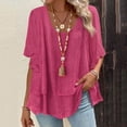 thumbnail image 1 of LWITHSZG Ruffle Short Sleeve Tunic Tops for Women Loose Fit Flowy Layered Ladies Blouses Going Out Summer Shirts Beach Vacation Outfits, 1 of 6