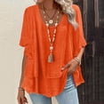 thumbnail image 1 of LWITHSZG Ruffle Short Sleeve Tunic Tops for Women Loose Fit Flowy Layered Ladies Blouses Going Out Summer Shirts Beach Vacation Outfits, 1 of 6