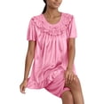 thumbnail image 1 of snilers Satin Pajama Set for Women Fashion Casual Lounge Sets Ruffle Square Neck Short Sleeve Shirts and Shorts Cute Pj Set, 1 of 4