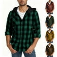 thumbnail image 1 of LWITHSZG Shirt Jacket for Men Trendy Long Sleeve Button Down Plaid Shacket Fall Winter Casual Outerwear Lightweight Going Out Hoodie, 1 of 7