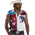 thumbnail image 1 of LWITHSZG Sleeveless Patriotic Shirts for Men American Flag ​Printed Button Down Shirt Graphic Tank Top Summer 4th of July Outfits S-3XL, 1 of 5