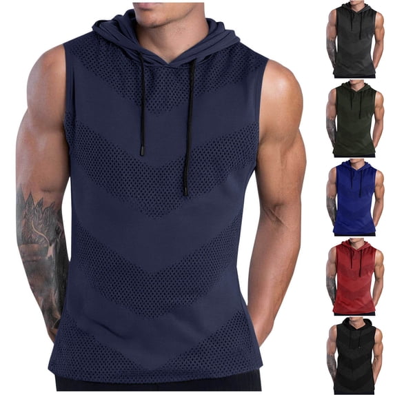 LWITHSZG Tank Tops for Men Gym Athletic Workout Shirts Comfy Loose Summer Basic Tees Breathable Lightweight Sleeveless Hoodies M-4XL