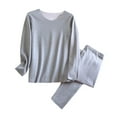 thumbnail image 1 of snilers Thermal Underwear for Men Pajama Set Long Sleeve V Neck T Shirts and Bottoms Pj Pants Base Layer 2 Piece Outfits Winter Warm Lounge Set, 1 of 3