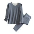 thumbnail image 1 of snilers Thermal Underwear for Men Pajama Set Long Sleeve V Neck T Shirts and Bottoms Pj Pants Base Layer 2 Piece Outfits Winter Warm Lounge Set, 1 of 9