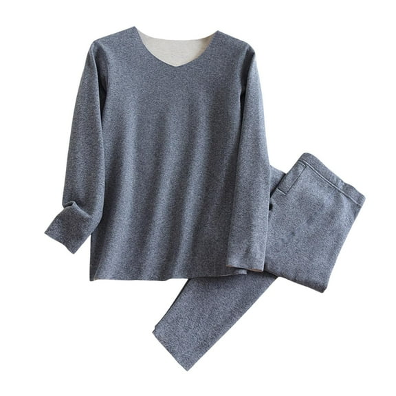 snilers Thermal Underwear for Men Pajama Set Long Sleeve V Neck T Shirts and Bottoms Pj Pants Base Layer 2 Piece Outfits Winter Warm Lounge Set