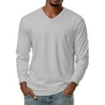 thumbnail image 1 of LWITHSZG V Neck T Shirts Men Casual Thin Lightweight Long Sleeve Tops Athletic Workout Spring Basic Tees Comfy Loose Breathable Blouses, 1 of 6