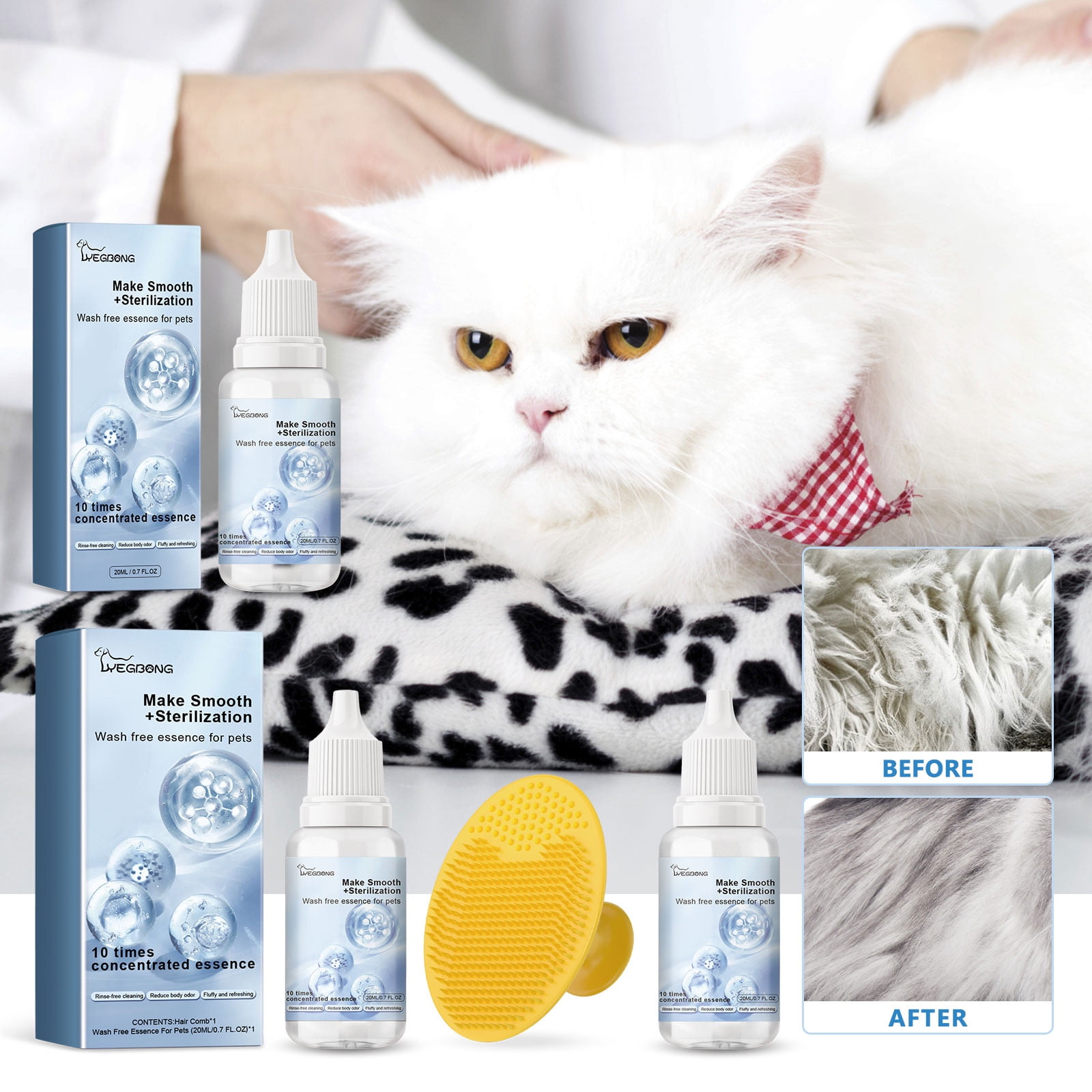 LWITHSZG Waterless Cat Shampoo and Hair Removes Sets, No Rinse Foam Cat