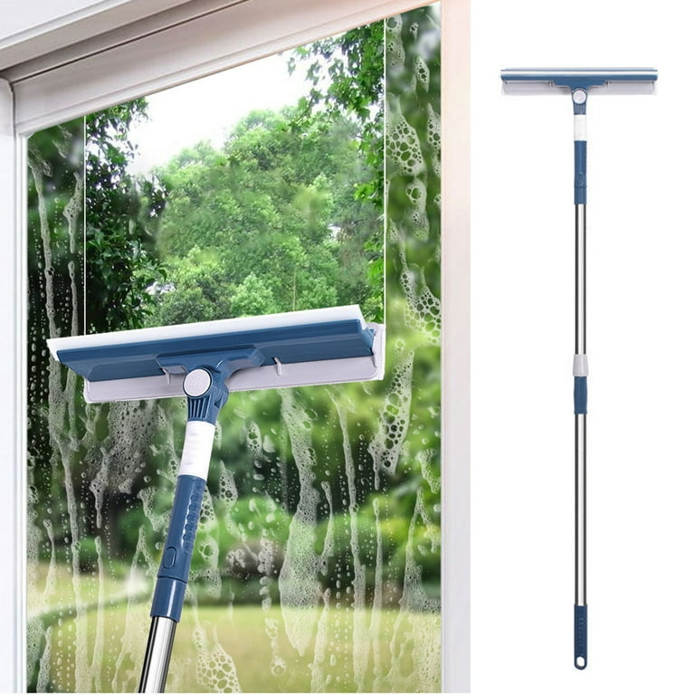 Lwithszg Window Squeegee Cleaner, Shower Squeegee with Extension Pole, 47inch Telescopic Window Washing Equipment, Glass Cleaning Tools for Glass Door