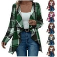 thumbnail image 1 of LWITHSZG Womens Shacket High Low Asymmetrical Irregular Hem Flowy Plaid Jacket Fall Winter Long Sleeve Going Out Tops Casual Outerwear Size S, 1 of 8