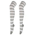 thumbnail image 1 of LWNYDPLSD 1 Pair Christmas High Long Stockings For Womens Over Knee Socks Christmas Party Socks Knee High Long Striped Stocking Socks Clearance Sale Grey, 1 of 4