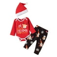 thumbnail image 1 of LWNYDPLSD 1st Christmas Baby Boy Outfit 6 Month Christmas Outfit Boy Vacation Sets 12 Month Baby Clothes Black Onesie Long Sleeve Baby Onesies Baby, Red 12-18 Months, 1 of 9