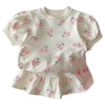 thumbnail image 1 of LWNYDPLSD 2 Piece Cute Sweet Set for Kids Skirts Outfits Toddler Girl Cherry Print Puff Sleeves Tee Tops+Ruffle Summer Skort Skirt Comfy Fashion Spring Sets Baby Girl Clothes 6M-6T, 1 of 6
