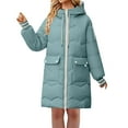 thumbnail image 1 of LWNYDPLSD 2024 Women's Fashion Waterproof Long Winter Coat Thickened Down Alternative Jacket Warm Puffer Jacket Hooded Parka Clearance Sale Green 4XL, 1 of 5